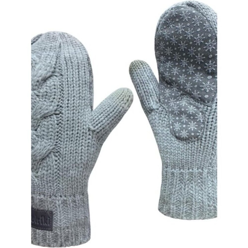 🆕Women Gray Touchscreen Sherpa Lined Cold Weather Chunky Cable Knit Mittens - Picture 3 of 8